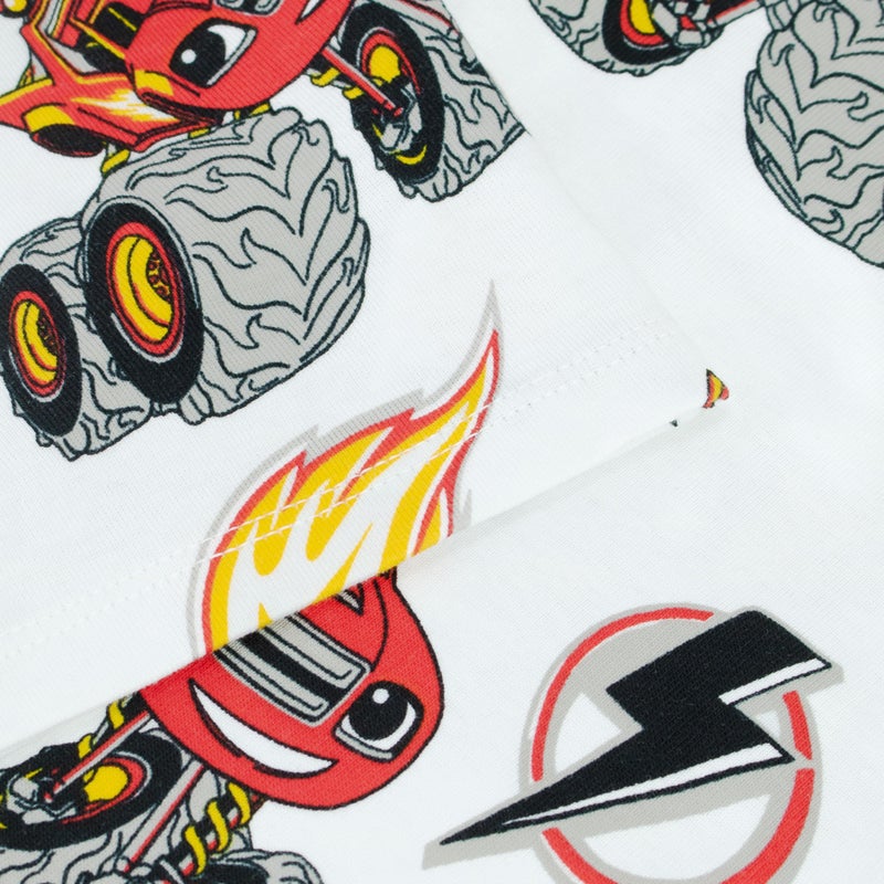 Blaze and the Monster Machines Boys Pajama | 100% Cotton Kids Pajamas | Monster Truck Pjs Size 7 White - Image 4